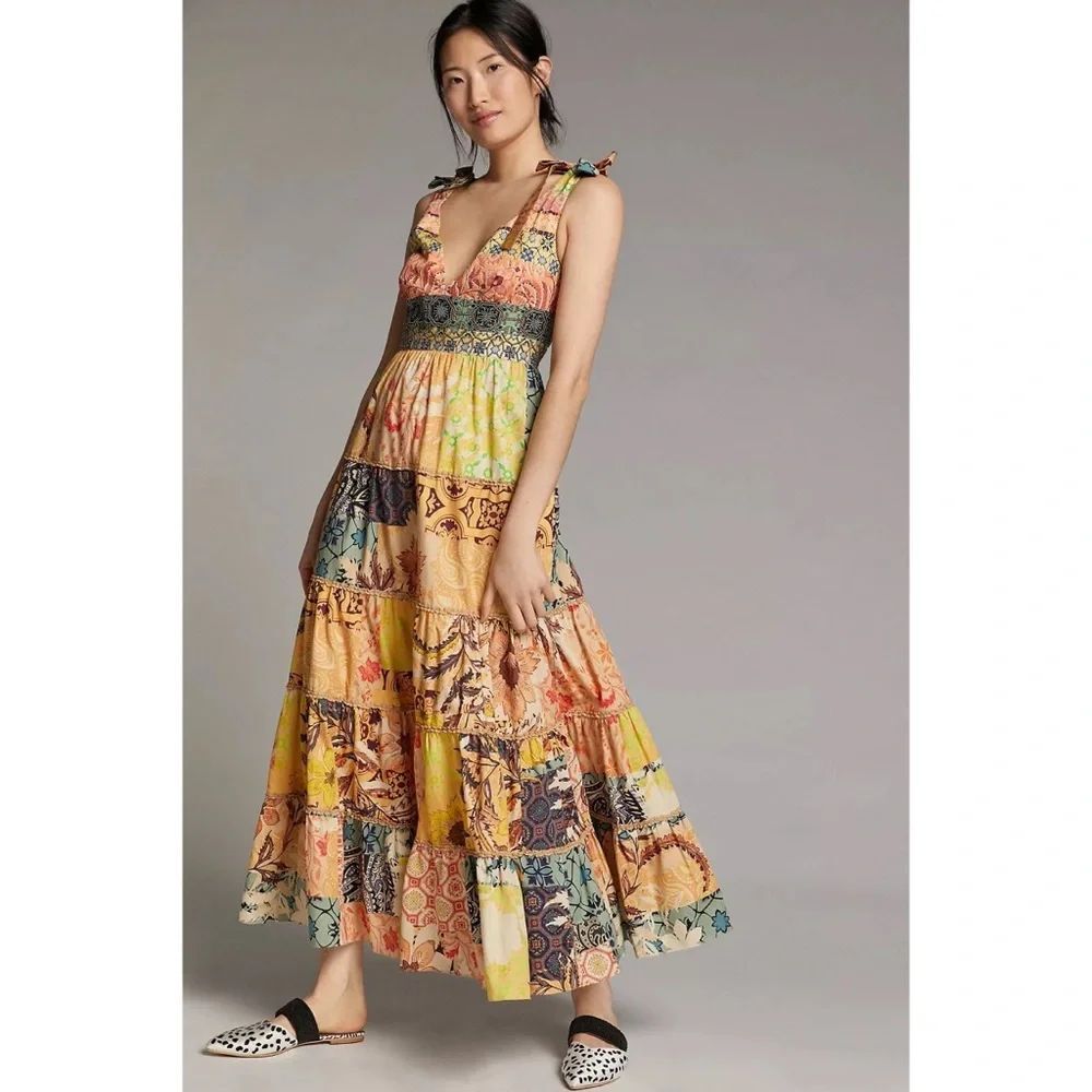 AnthropologieโRosalinda Patchwork Maxi Dress
